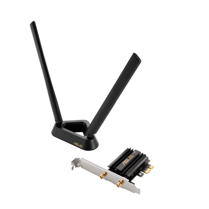 Adaptateur WiFi 6E PCI-E avec 2 antennes externes et base magn&eacute;tis&eacute;e PCE-AXE59BT Prise en charge de la bande 6GHz, 160MHz, Bluetooth 5.2, s&eacute;curit&eacute; r&eacute;seau WPA3, OFDMA et MU-MIMO