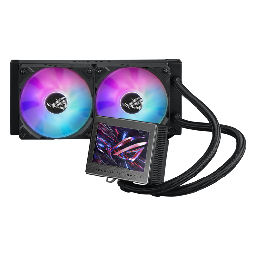 ROG Ryujin III 240 ARGB refroidisseur de CPU liquide tout-en-un avec &eacute;cran LCD 3,5", pompe Asetek 8&egrave;me g&eacute;n&eacute;ration, ventilateur int&eacute;gr&eacute; &agrave; la pompe et 2 ventilateurs ARGB magn&eacute;tiques de 120 mm avec radiateur ROG.