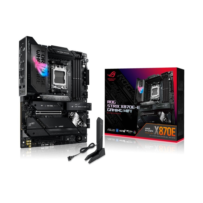 Carte M&egrave;re Asus STRIX X870E-E GAMING WIFI ATX - Socket AM5 - X870E - 4 x DDR5 - 5 x M.2 - USB4 (40Gbps) - 1 x PCI-Express 5.0 16x - LAN 5 GbE - Wi-Fi 7