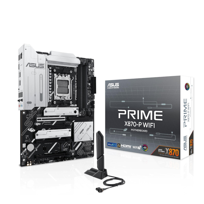 Carte M&egrave;re Asus PRIME X870-P WIFI ATX - Socket AM5 - X870 - 4 x DDR5 - 4 x M.2 - USB4 (40Gbps) - 1 x PCI-Express 5.0 16x - LAN 2.5 GbE - Wi-Fi 7