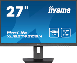 Moniteur LCD iiyama ProLite XUB2792QSN-B5 27" Class WQHD - 16:9 - Mat, Noir - 68,6 cm (27") Viewable - Technologie IPS - LED R&eacute;tro&eacute;clairage - R&eacute;solution 2560 x 1440 - 16,7 Millions de Couleurs - 350 cd/m&sup2; - 4 ms - 75 Hz Refresh Rate - HDMI - DisplayPort - Hub USB